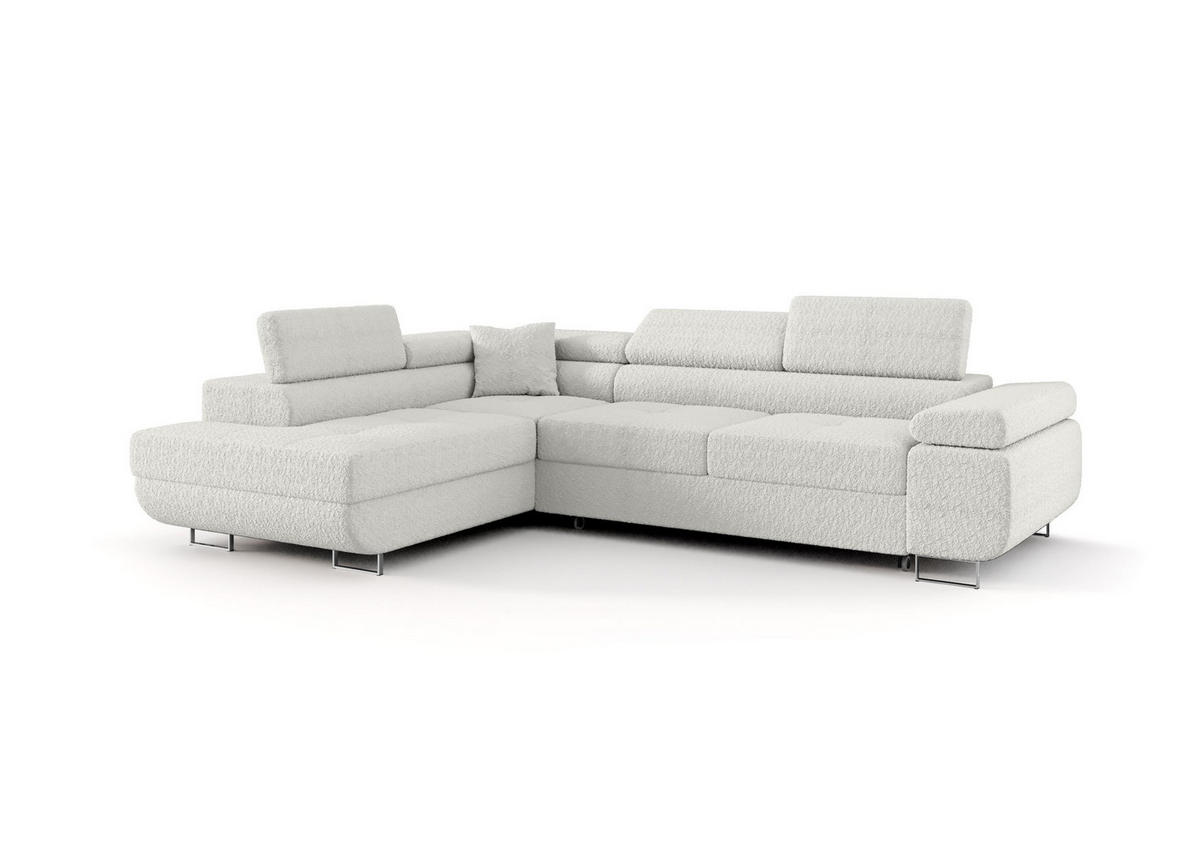 ECKSOFA EMILY mit Schlaffunktion Quelle 01 Links - Weiß, Textil (275/200cm) - Bedante