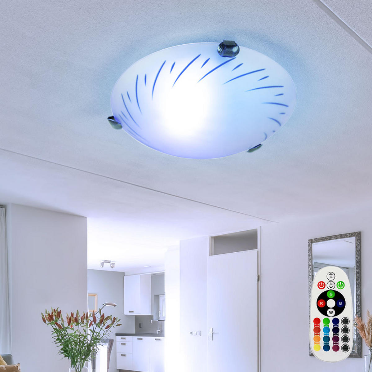 LED DECKENLEUCHTE Metall Glas Weiß Opal - Weiß, Glas (25/25/6.5cm)