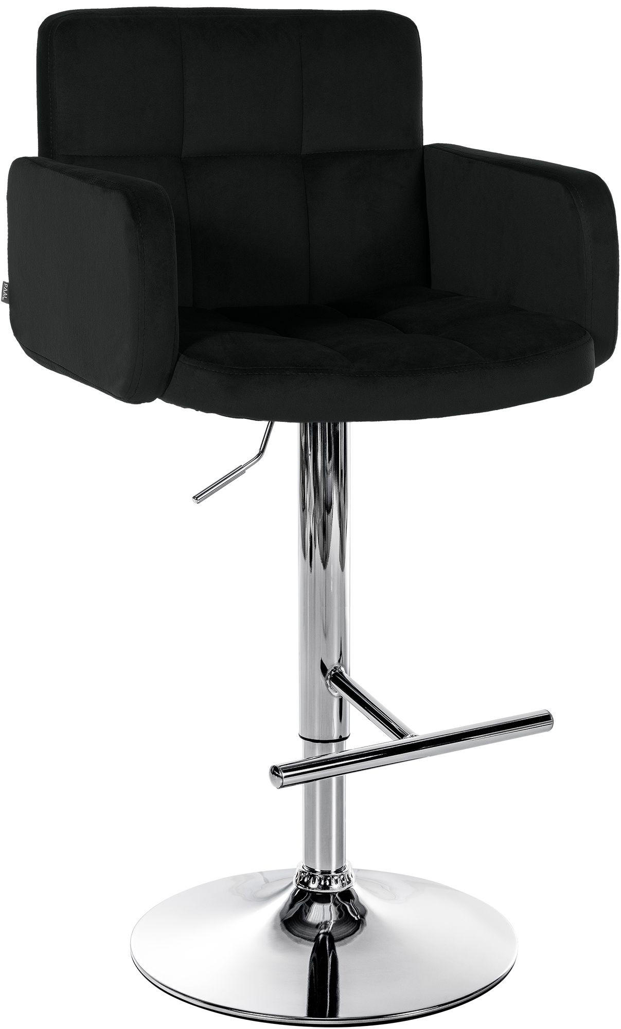 BARHOCKER Samt Schwarz - Chromfarben/Schwarz, Textil/Metall (60/93/56cm) - CLP