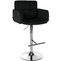 BARHOCKER Samt Schwarz - Chromfarben/Schwarz, Textil/Metall (60/93/56cm) - CLP