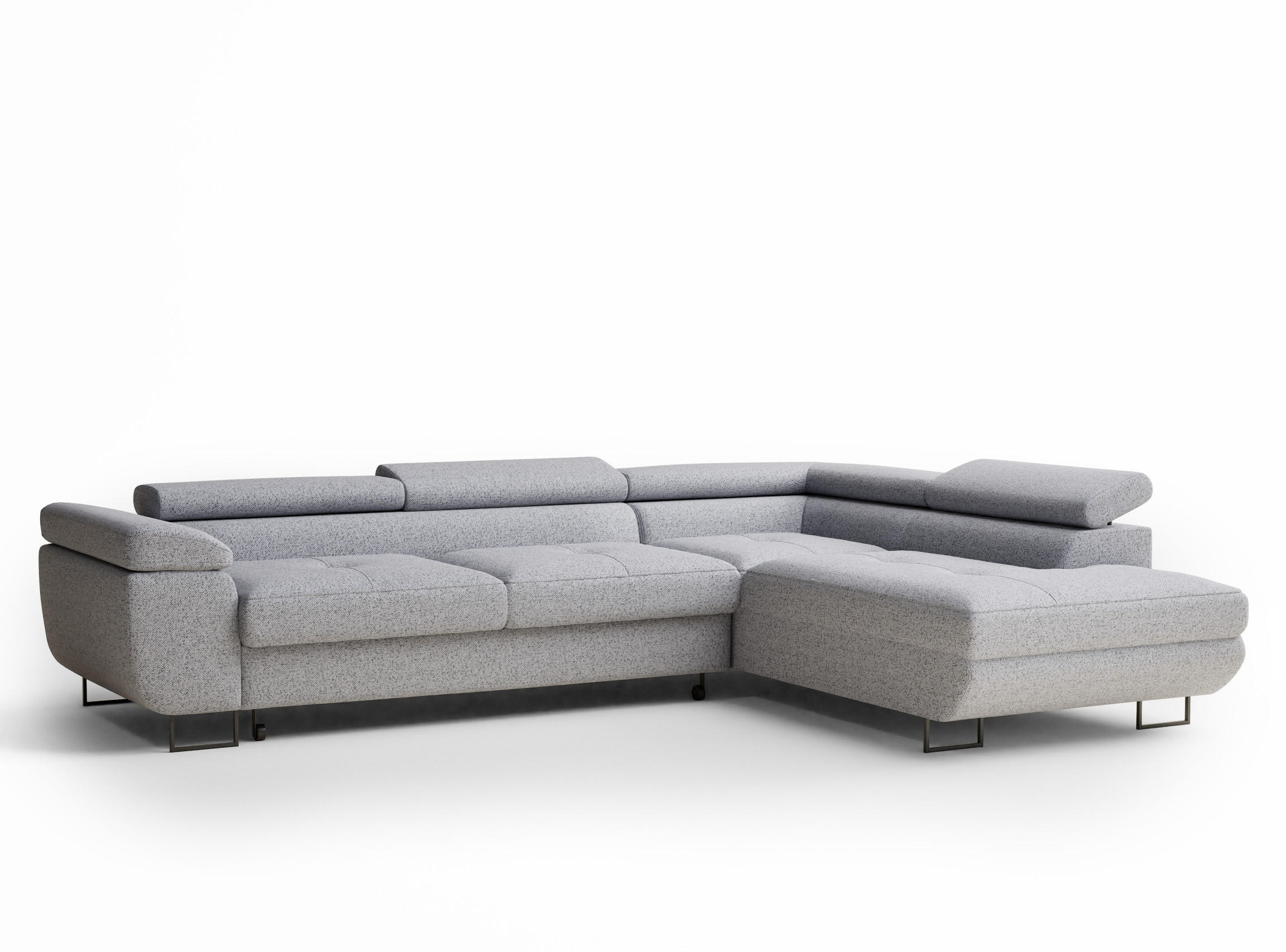 ECKSOFA MIT SCHLAFFUNKTION Concord Hellgrau Webstoff - Hellgrau/Schwarz, Holz/Holzwerkstoff (277/203cm) - Maison de Reve