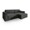 ECKSOFA FIANO M Schwarz Velours-Stoff mit Schlaffunktion - Schwarz, Holz (245/148cm) - MASSENO