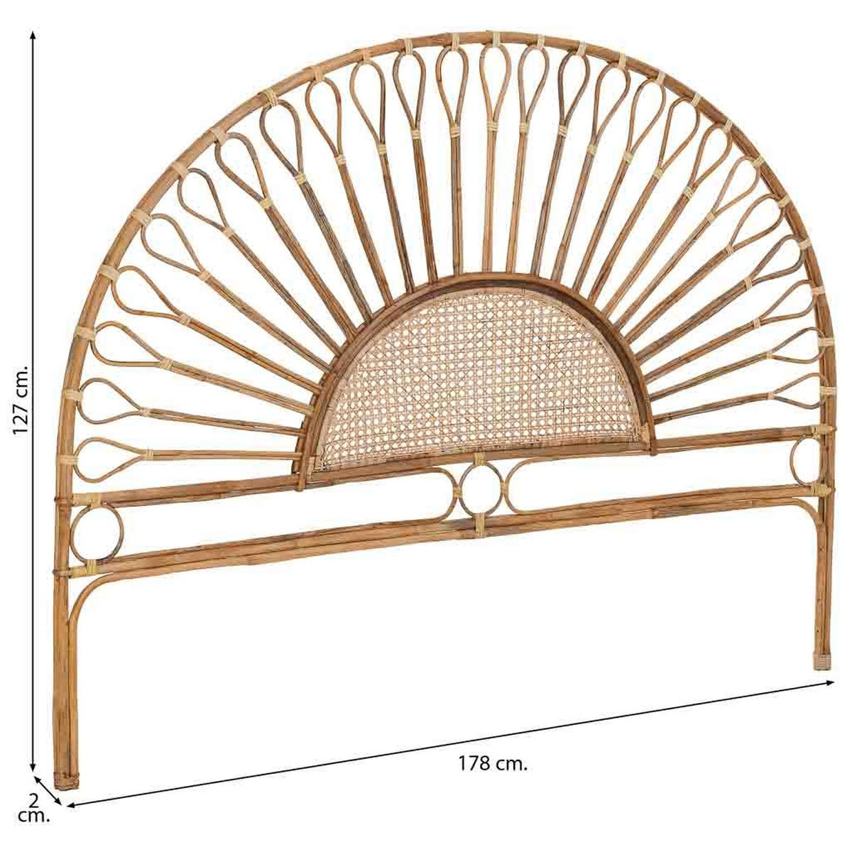 KOPFTEIL aus Rohrgeflecht 178x02x127 cm - Braun, Naturmaterialien (178/1/2cm) - Wanderlust