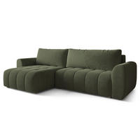 ECKSOFA MODARO CL Olivgrün Samtstoff mit Schlaffunktion - Olivgrün, Holzwerkstoff/Textil (285/148cm) - MASSENO