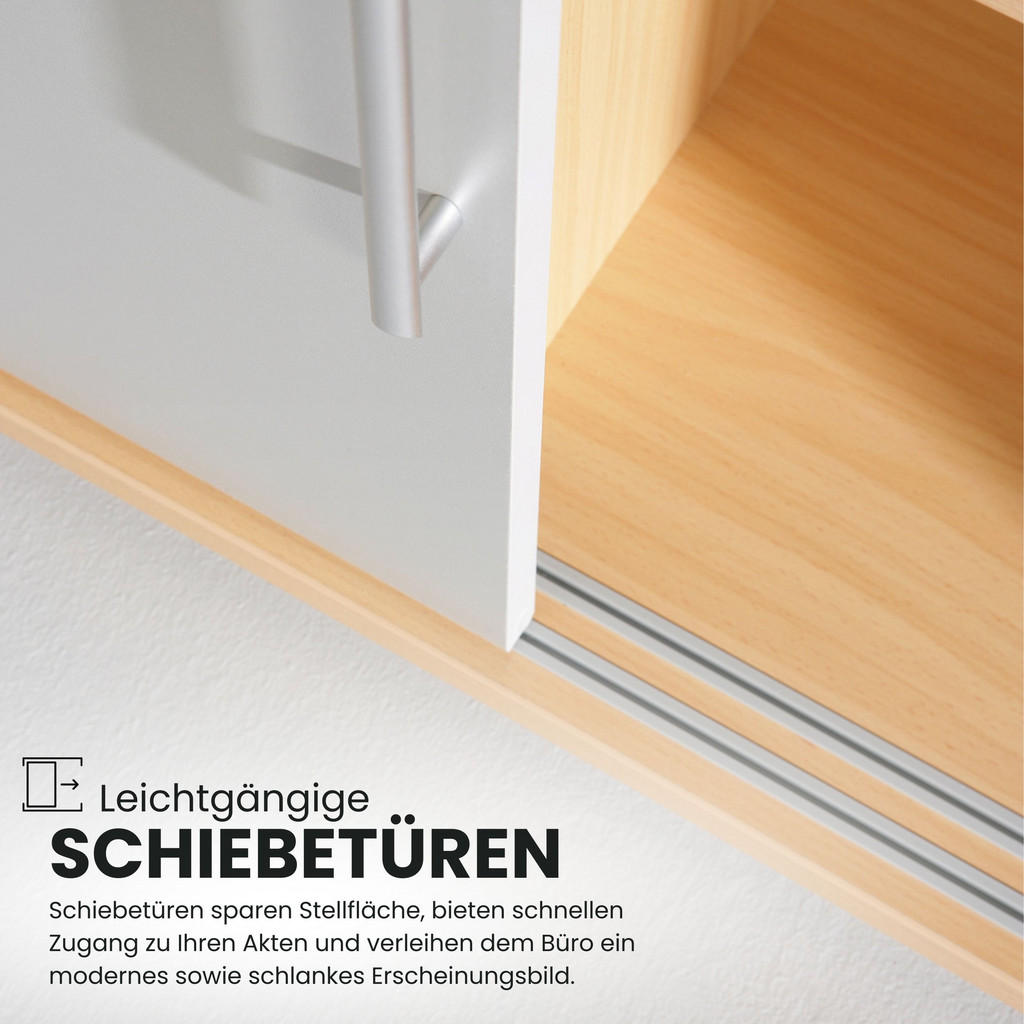 Thumbnail - bümö Schiebetürenschrank, Graphit, Grau, Holzwerkstoff, Nachbildung, 2 Fächer, Rechteckig, 120x110x40 cm, FSC Mix, Arbei...