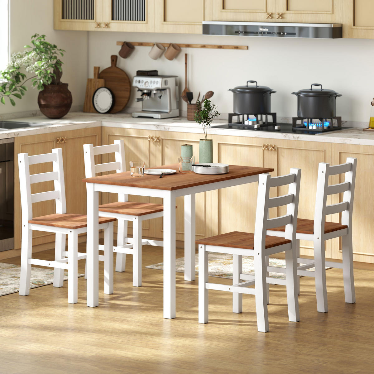 ESSTISCH-SET DE-10191 5-teilig, rechteckig Braun - Braun, Holzwerkstoff (65/75/108cm) - ComfortXL