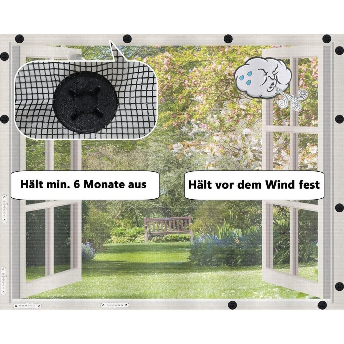BEFESTIGUNGSKNÖPFE für Fliegengitter 36-teiliges Set Schwarz - Schwarz, Kunststoff (5/1/5cm)