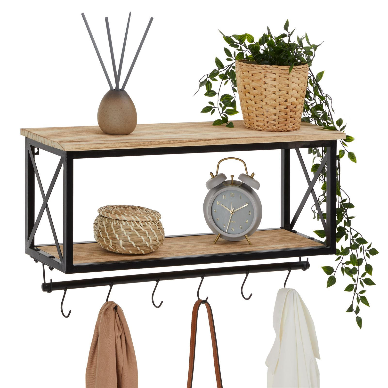 CARO-Möbel Wandgarderobe Schwarz, Braun 62x35x20 cm