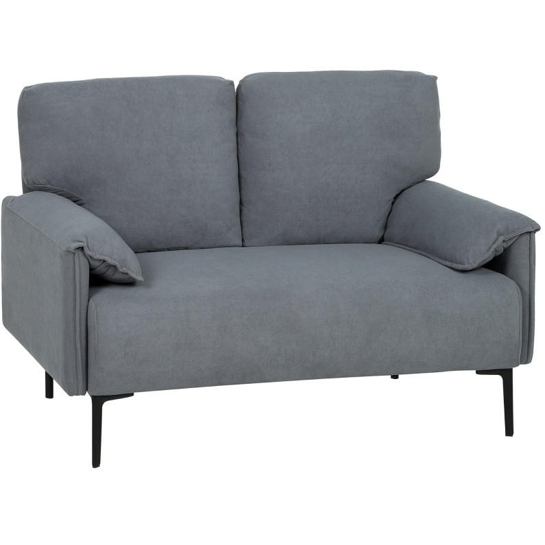 2-SITZER 127/72/84 cm Grau aus Metall mit Rückenkissen - Grau, Metall (72/84/127cm) - OKMYHOME