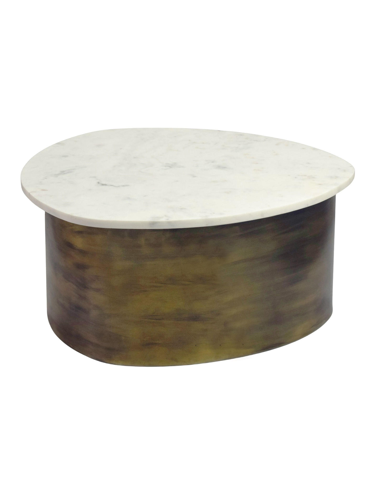 COUCHTISCH VIGEVANO, Marmor, handgefertigt, Weiß-Gold, 63 x 63 x 30 cm - Goldfarben, Stein/Metall (63/63/30cm) - KADIMA DESIGN