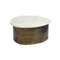 COUCHTISCH VIGEVANO, Marmor, handgefertigt, Weiß-Gold, 63 x 63 x 30 cm - Goldfarben, Stein/Metall (63/63/30cm) - KADIMA DESIGN