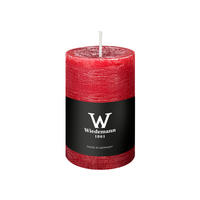 STUMPENKERZE Rustik Marble Style Rubin Rot 90 x Ø 58 mm, 1 Stück - Rot, Paraffin (6/9cm) - Wiedemann Kerzen
