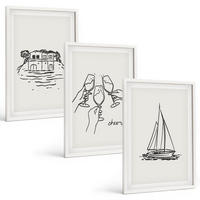 BILDER SET 3er Set - 40x60 cm Weißer Rahmen - Haus am Wasser, Segelboot-Toast - Weiß, Kunststoff (40/60cm) - TULUP