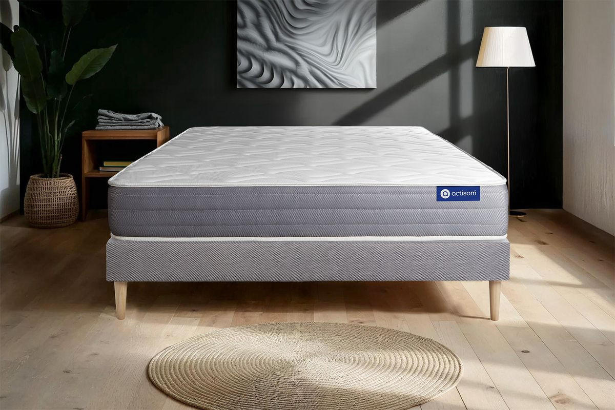 BETT Actimemo dream Memory-Schaum 150 x 190 cm h2 - Kit Bettgestell Grau - Beige/Grau, Karton/Holz (150/190cm) - ACTISOM