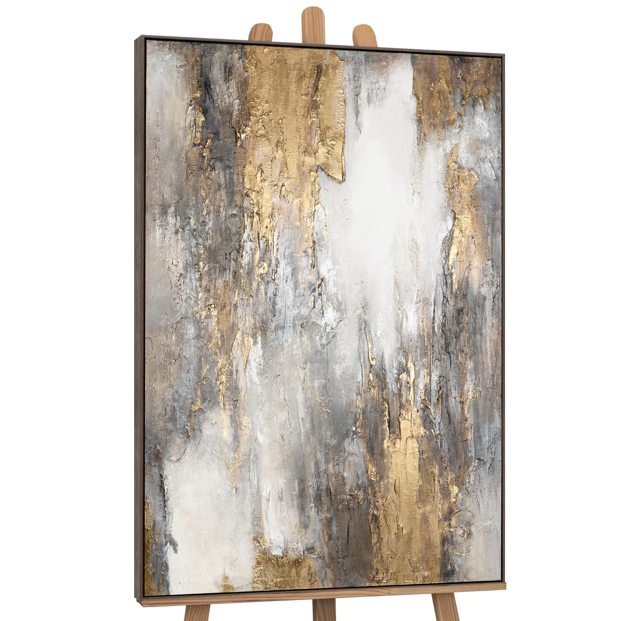 GEMÄLDE Sanfter Zeitfluss Schattenfugenrahmen Grau 120x80 cm - Grau, Holz (120/80cm) - YS-art gallery