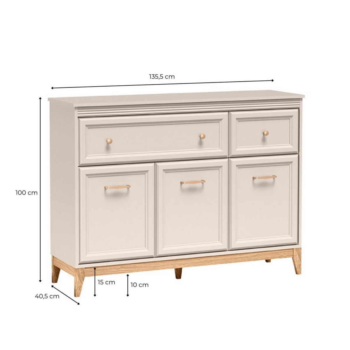 KOMMODE Windsor W-1 135,5 x 100 x 40,5 cm Kaschmir - Kaschmir/Eichefarben, Eichenholz/Holzwerkstoff (135.5/100/40.5cm) - Koseto