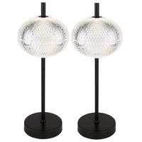 LED TISCHLEUCHTE AIDA Schwarz Kristalloptik 2er Set - Schwarz, Metall (15/15/40cm) - Globo Lighting