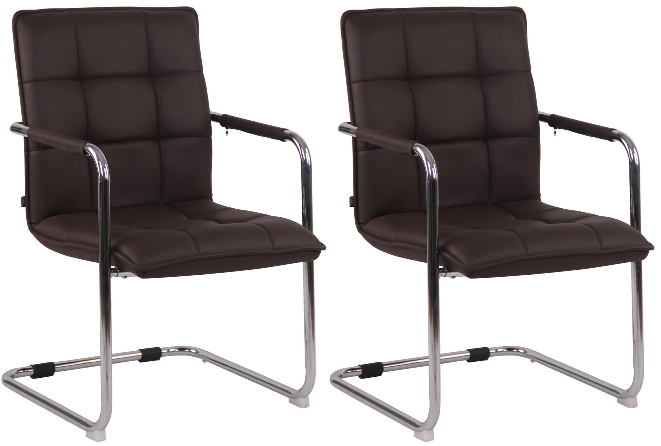 BESUCHERSTÜHLE Gant - 2er Set Kunstleder chrom braun - Chromfarben/Braun, Textil/Metall (57/89/64cm) - TPFLiving