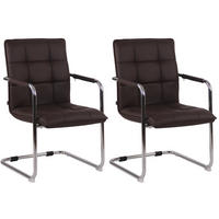 BESUCHERSTÜHLE Gant - 2er Set Kunstleder chrom braun - Chromfarben/Braun, Textil/Metall (57/89/64cm) - TPFLiving