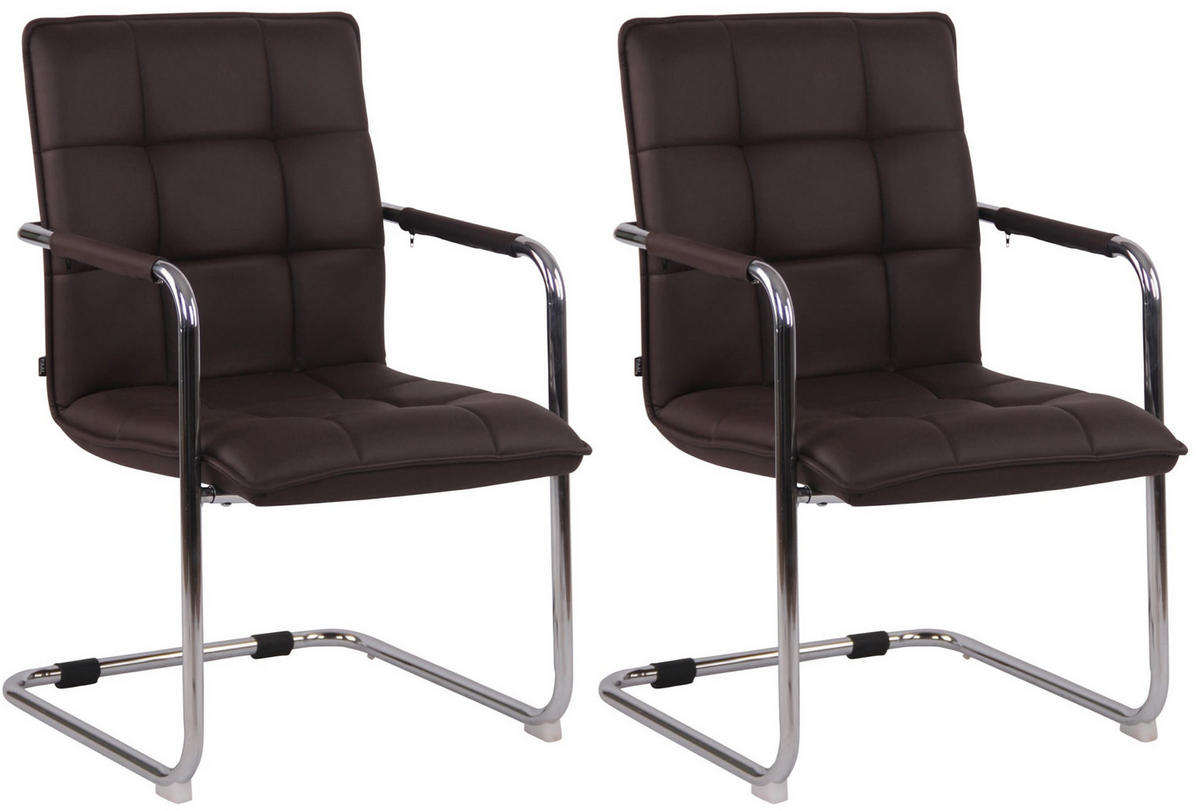BESUCHERSTÜHLE Gant - 2er Set Kunstleder chrom braun - Chromfarben/Braun, Textil/Metall (57/89/64cm) - TPFLiving