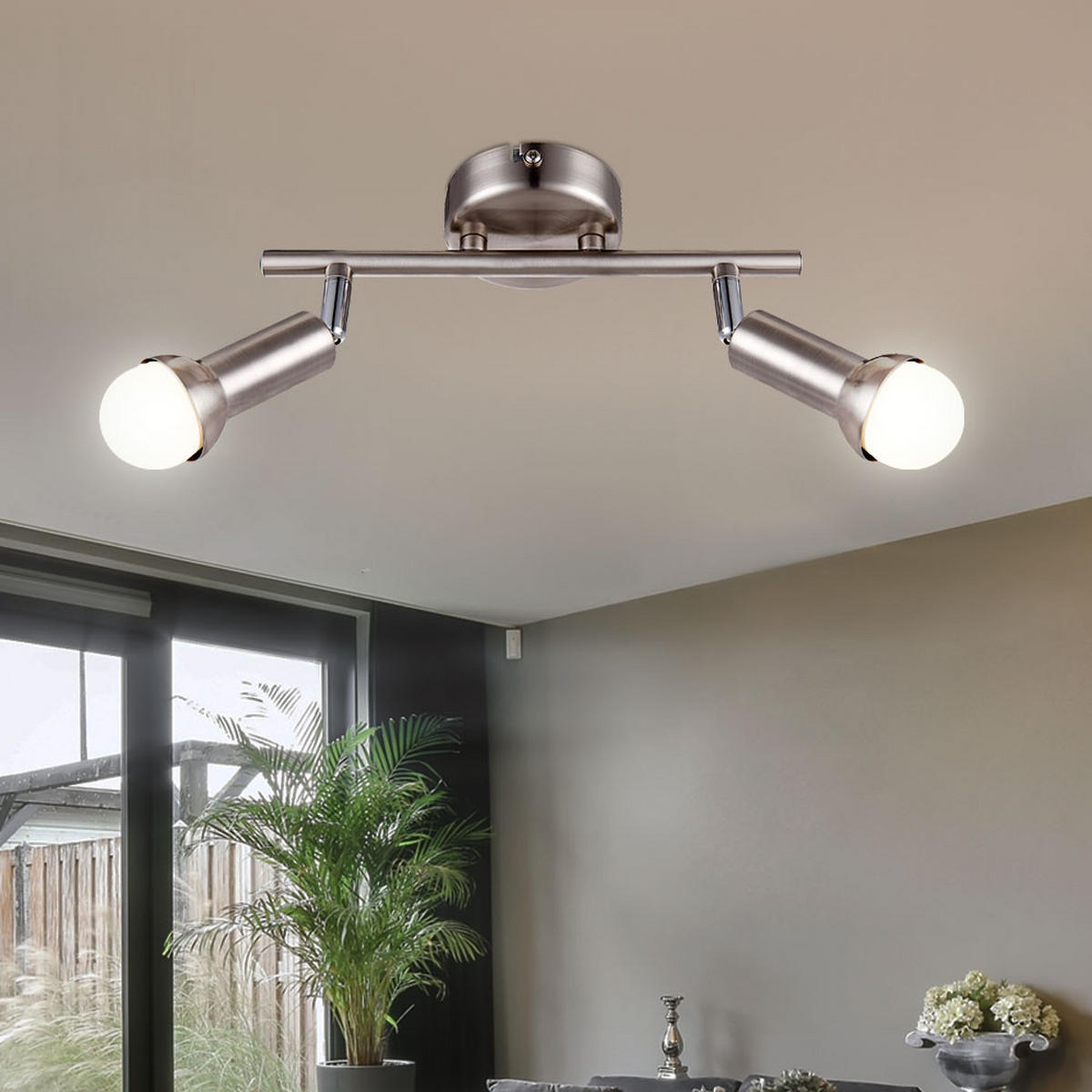 LED DECKENLEUCHTE Kimberly Silber Nickel matt - Silberfarben, Metall (25/8.5/19cm) - Globo Lighting