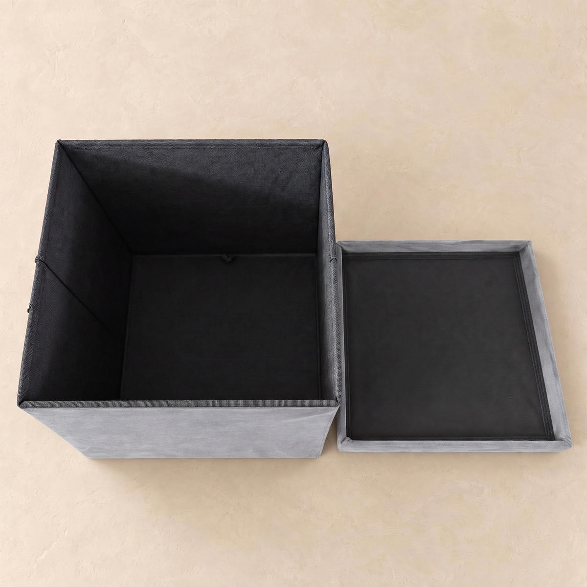 POUF mit Stauraum 38/38/38 cm - Grau, Textil (38/38/38cm) - SCENA LIVING