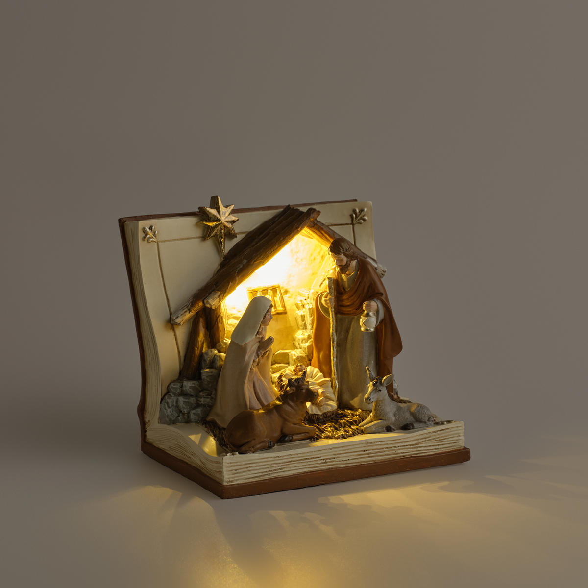 DEKOFIGUR Led TRIADIS, 16.5 x 15 cm, Braun, Beleuchtet Weihnachtsfigur, Weihnachtsdeko, Deko Wohnzimmer, Winter Christmas, XMAS Geschenk - Braun, Kunststoff (14.5/15/16.5cm) - home&you
