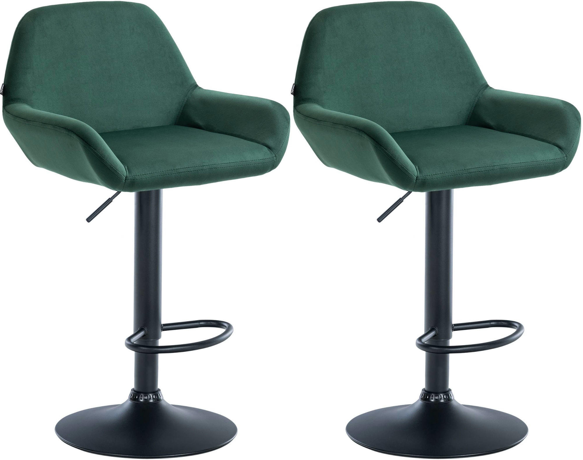 BARHOCKER 2er Set Samt Dunkelgrün - Dunkelgrün/Schwarz, Textil/Metall (51/89/52cm) - CLP