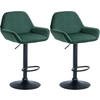 BARHOCKER 2er Set Samt Dunkelgrün - Dunkelgrün/Schwarz, Textil/Metall (51/89/52cm) - CLP