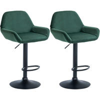 BARHOCKER 2er Set Samt Dunkelgrün - Dunkelgrün/Schwarz, Textil/Metall (51/89/52cm) - CLP