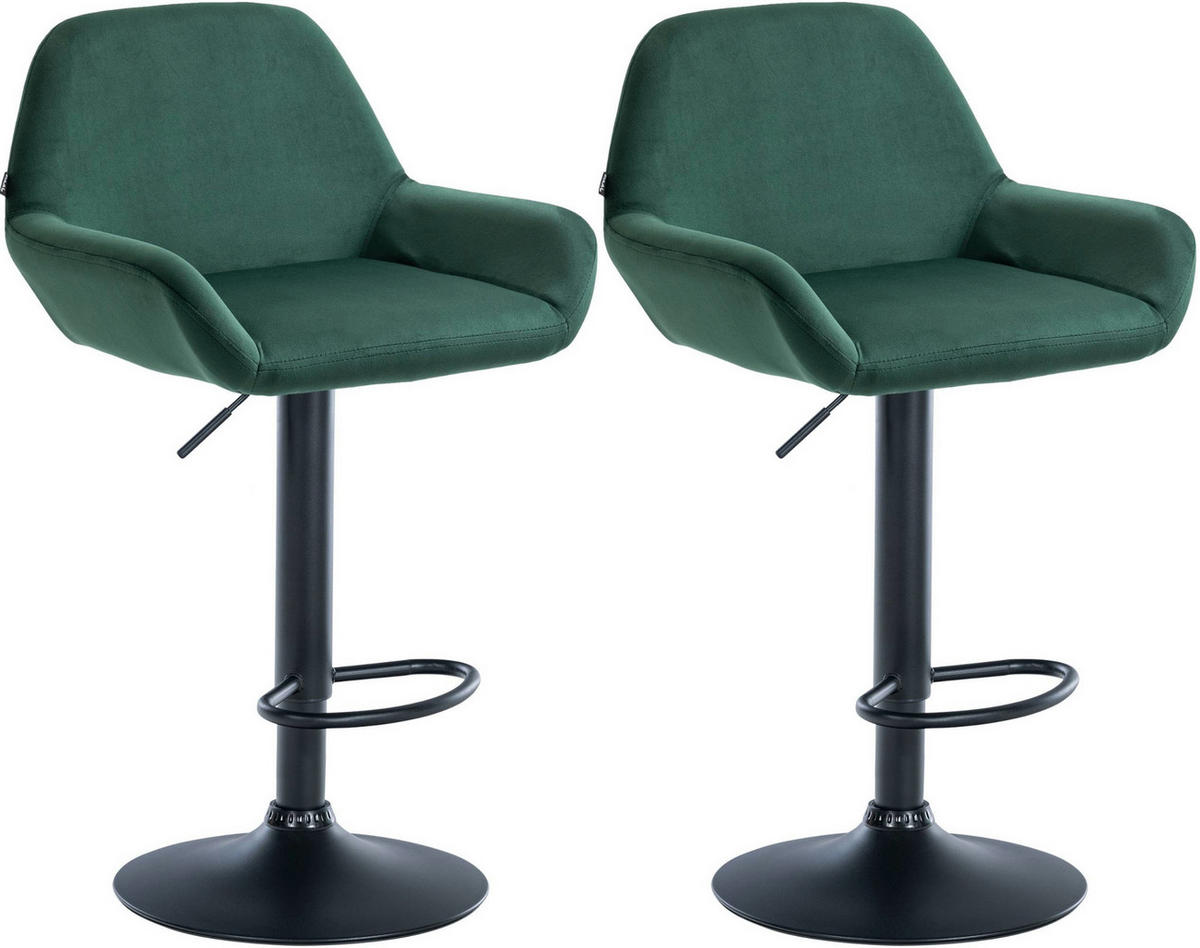 BARHOCKER 2er Set Samt Dunkelgrün - Dunkelgrün/Schwarz, Textil/Metall (51/89/52cm) - CLP