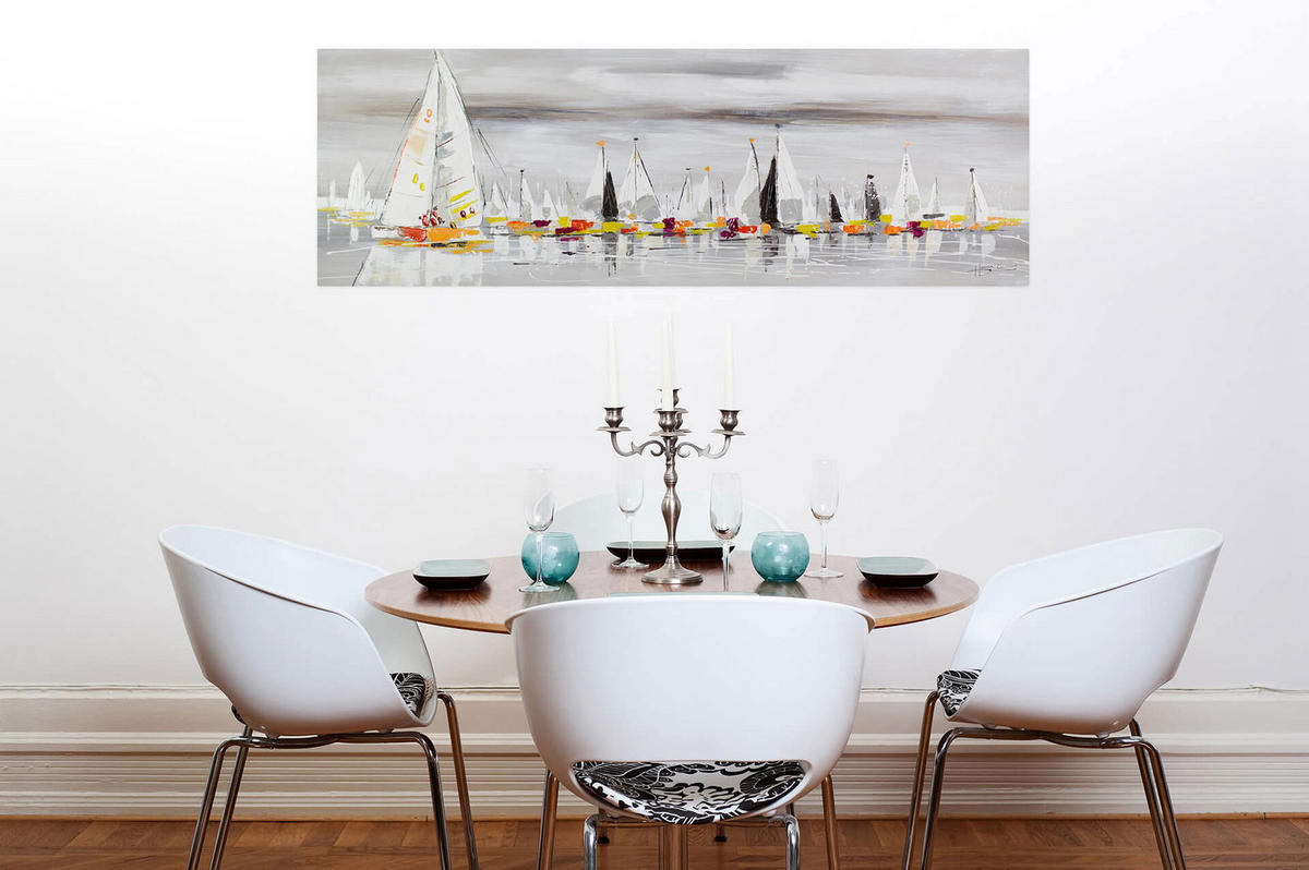 ÖLGEMÄLDE 150/50 cm - Grau, Holz/Textil (2/50cm) - KUNSTLOFT