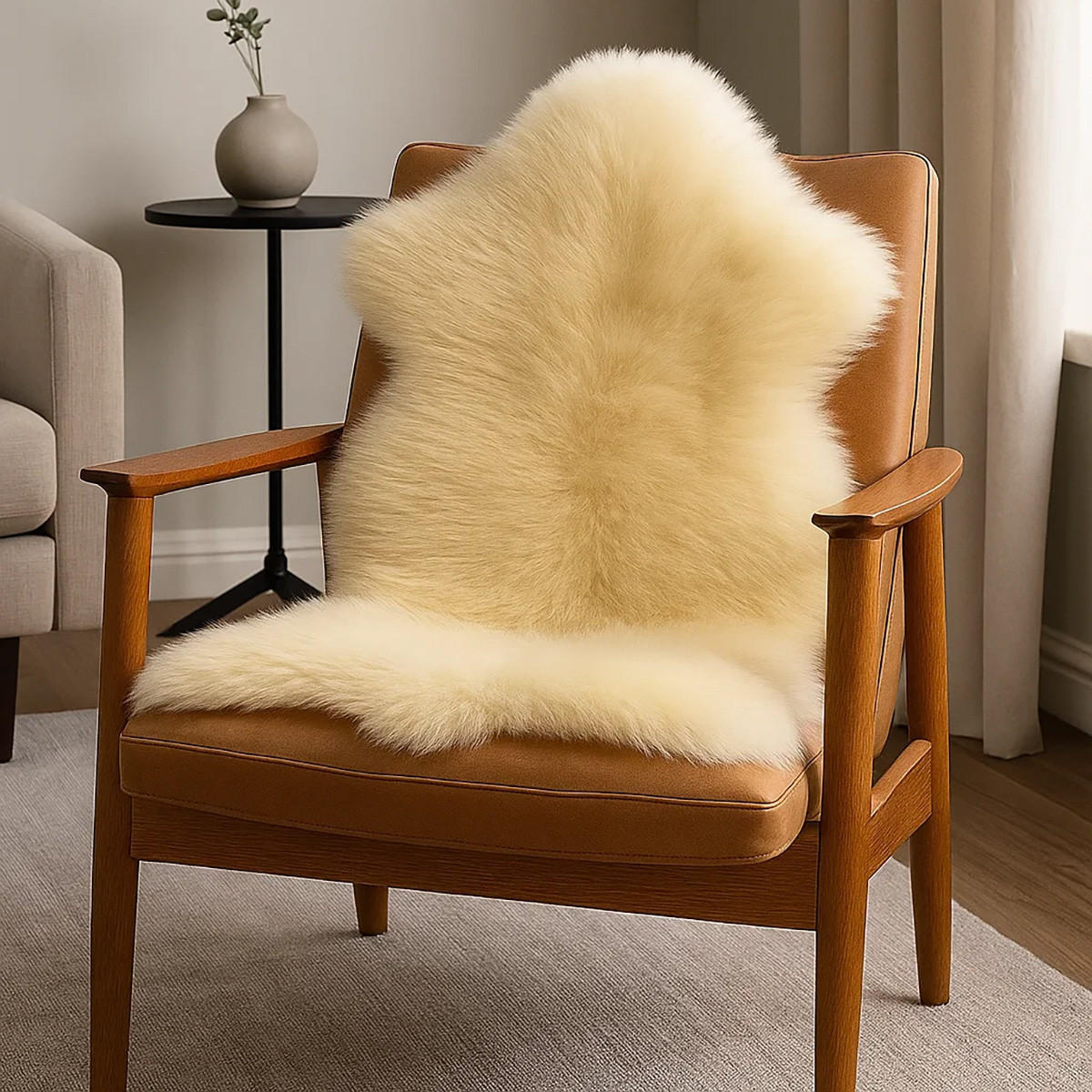 SCHAFFELL Lammfell elfenbeinfarben vegetabil gegerbt, ca. 120 cm - Weiß, Fell (70/120cm) - Provellus