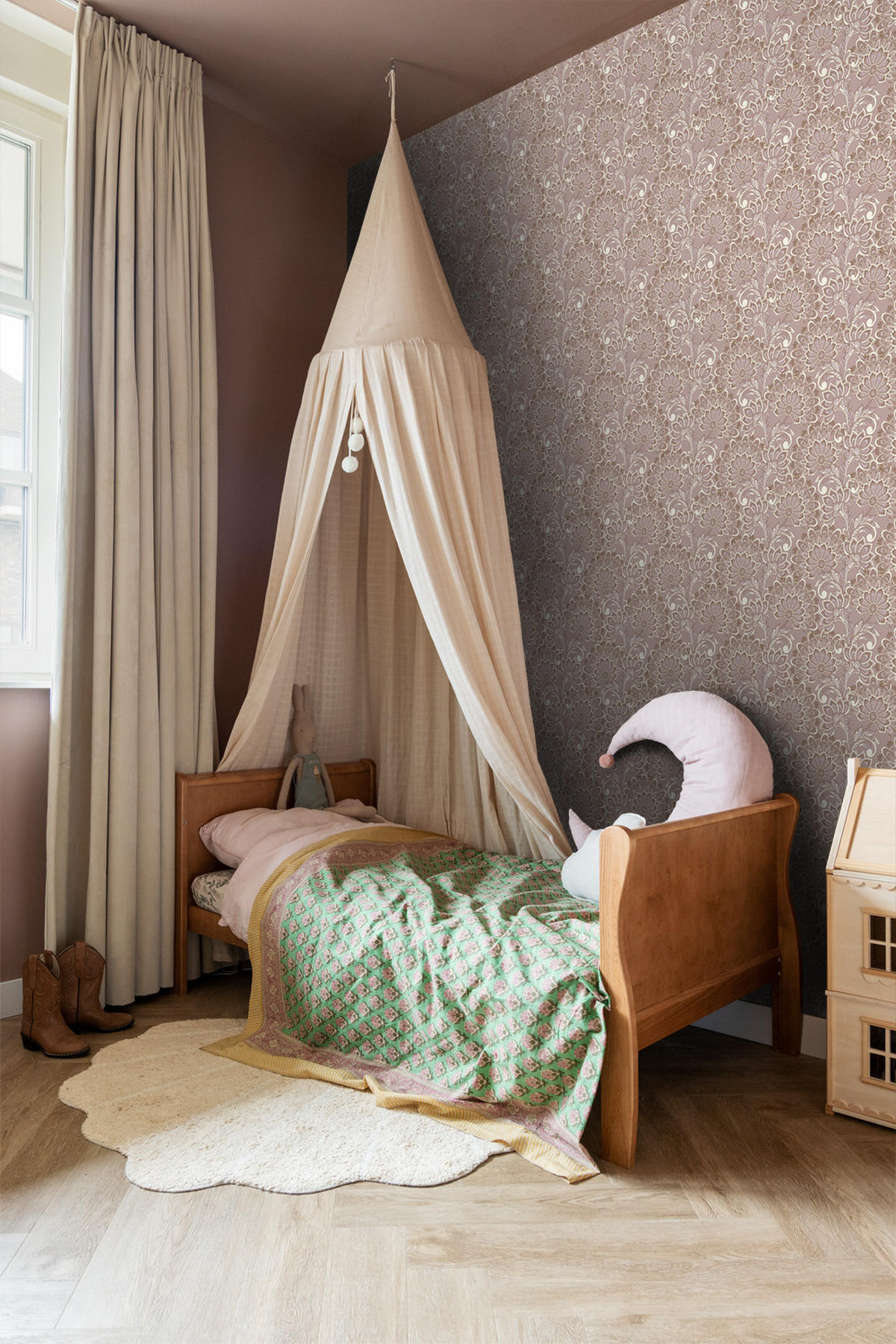TAPETE Blumenmuster 50 x 900 cm - Braun, Papier (50/900cm) - ESTAhome