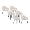 STUHL mit Armlehnen 6er-Set - Strukturstoff & schwarzes Metall - Cremefarben - LASSANDRA - Creme, Textil (59/81/59cm) - Pascal Morabito