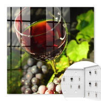 SCHLÜSSELBOX Weiß 30x30 cm – Türöffnung nach rechts - Trauben und Wein - Rot, Metall (30/30/5cm) - TULUP