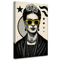 LEINWANDBILD Frida Kahlo mit Brille Pop Art 80x120cm - Schwarz, Textil (80/120cm) - Feeby