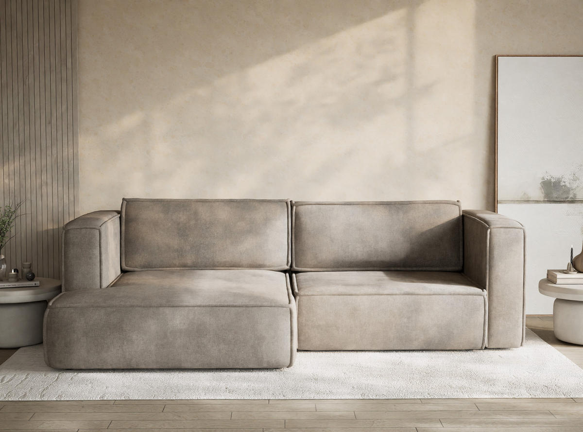 ECKSOFA MIT SCHLAFFUNKTION Velto Braun Webstoff - Schwarz/Braun, Holz/Holzwerkstoff (152/250cm) - Maison de Reve