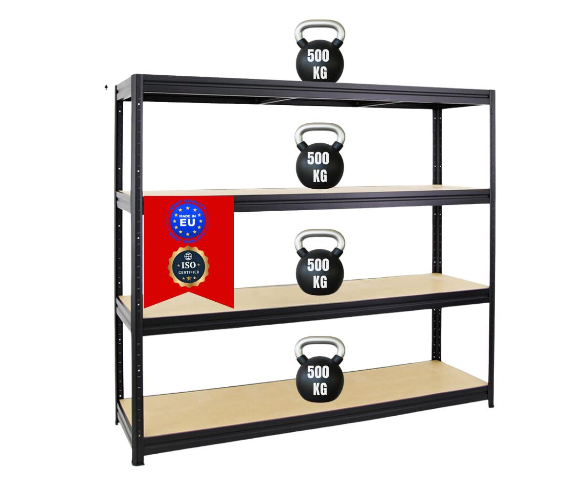 SCHWERLASTREGAL Dino 180x200x60 cm Fachlast 500 kg Schwarz - Schwarz, Metall (200/180/60cm) - PROREGAL