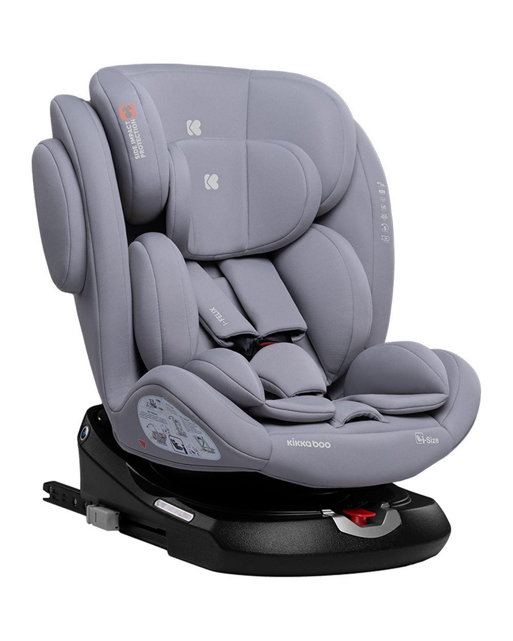 KINDERSITZ i-Felix i-Size hellgrau (40-150cm) Isofix Top Tether 360 Grad Drehung - Hellgrau, Kunststoff (48/59/48cm) - Kikka boo