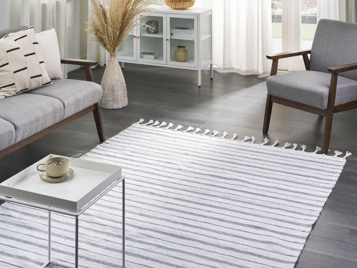 OUTDOOR-TEPPICH Bademli 200/140 cm - Weiß, Kunststoff (140/200cm) - Beliani