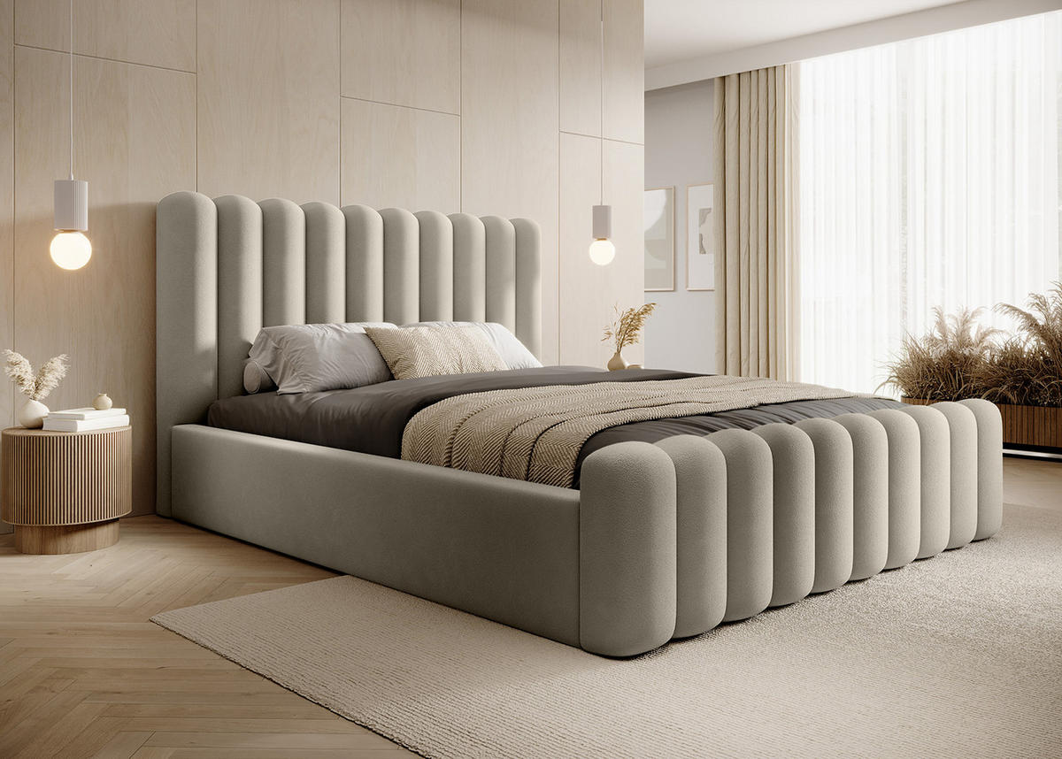 POLSTERBETT ALORIS 140x200 cm, Creme - Creme, Textil (200/140cm) - Fedve