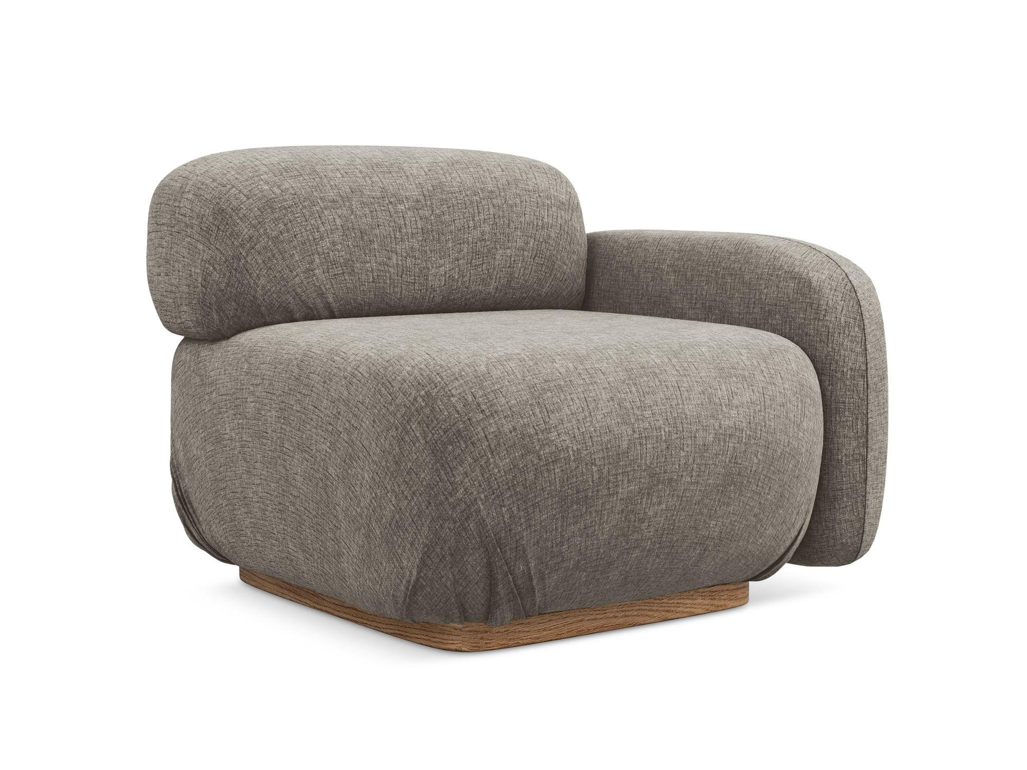 SOFAELEMENT Rechts Chenille Stoff Grau - Taupe/Braun, Holz/Textil (95/73/95cm) - Makamii
