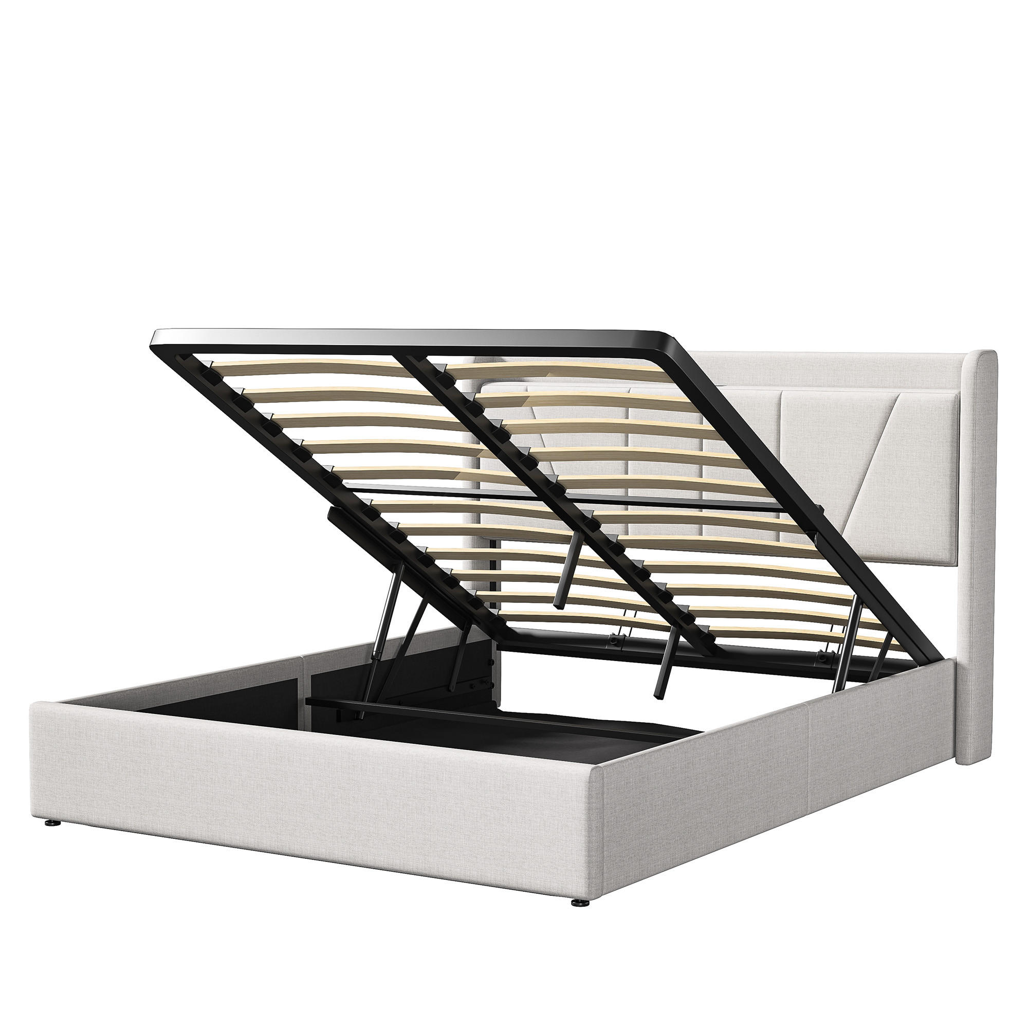 POLSTERBETT 160x200 cm, Beige, LED-Beleuchtung und USB - Beige, Textil/Metall (160/200cm)