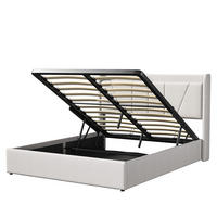 POLSTERBETT 160x200 cm, Beige, LED-Beleuchtung und USB - Beige, Textil/Metall (160/200cm)