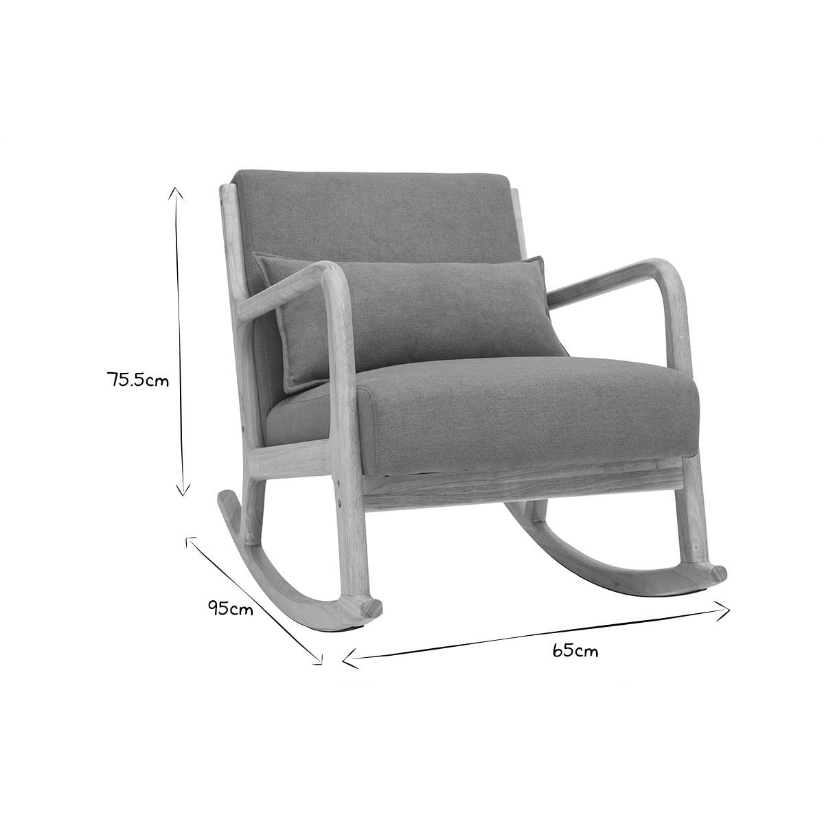 SCHAUKELSTUHL Stoff Samteffekt Rostbraun Helles Massivholz DERRY - Terracotta, Holz (95/75.5/65cm) - Miliboo
