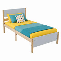 BETT Einzelbett 90x200 cm Kiefer/MDF Weiß Natur - Weiß, Holzwerkstoff (90/200cm) - Meubliv