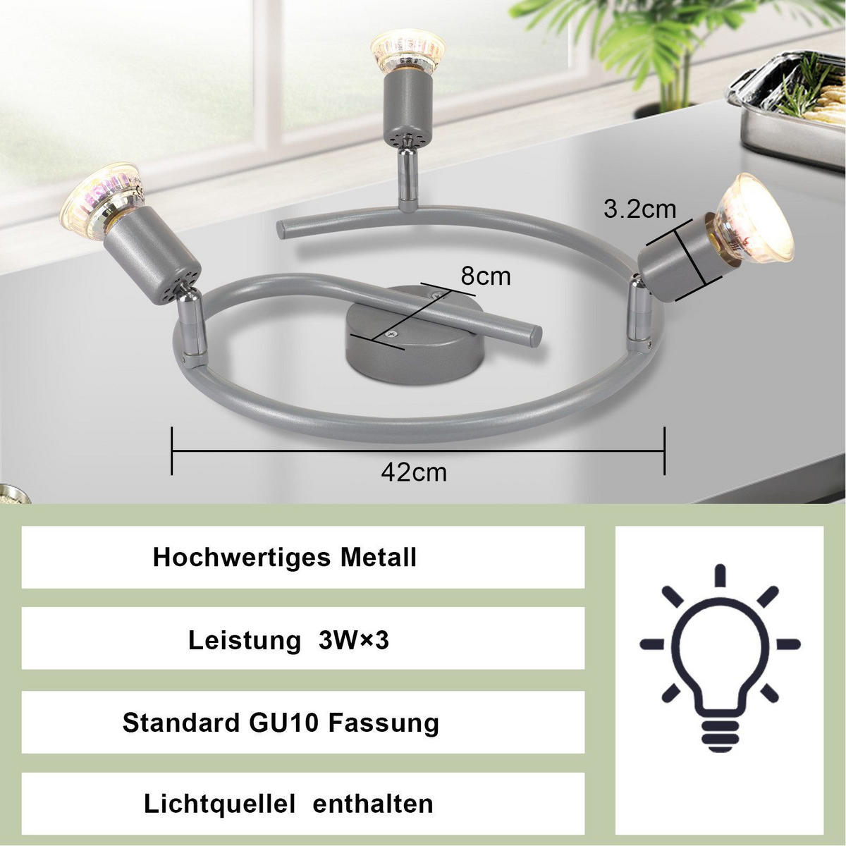 DECKENLEUCHTE Leroux 42/15/42cm - Silberfarben, Metall (42/15/42cm) - Nettlife