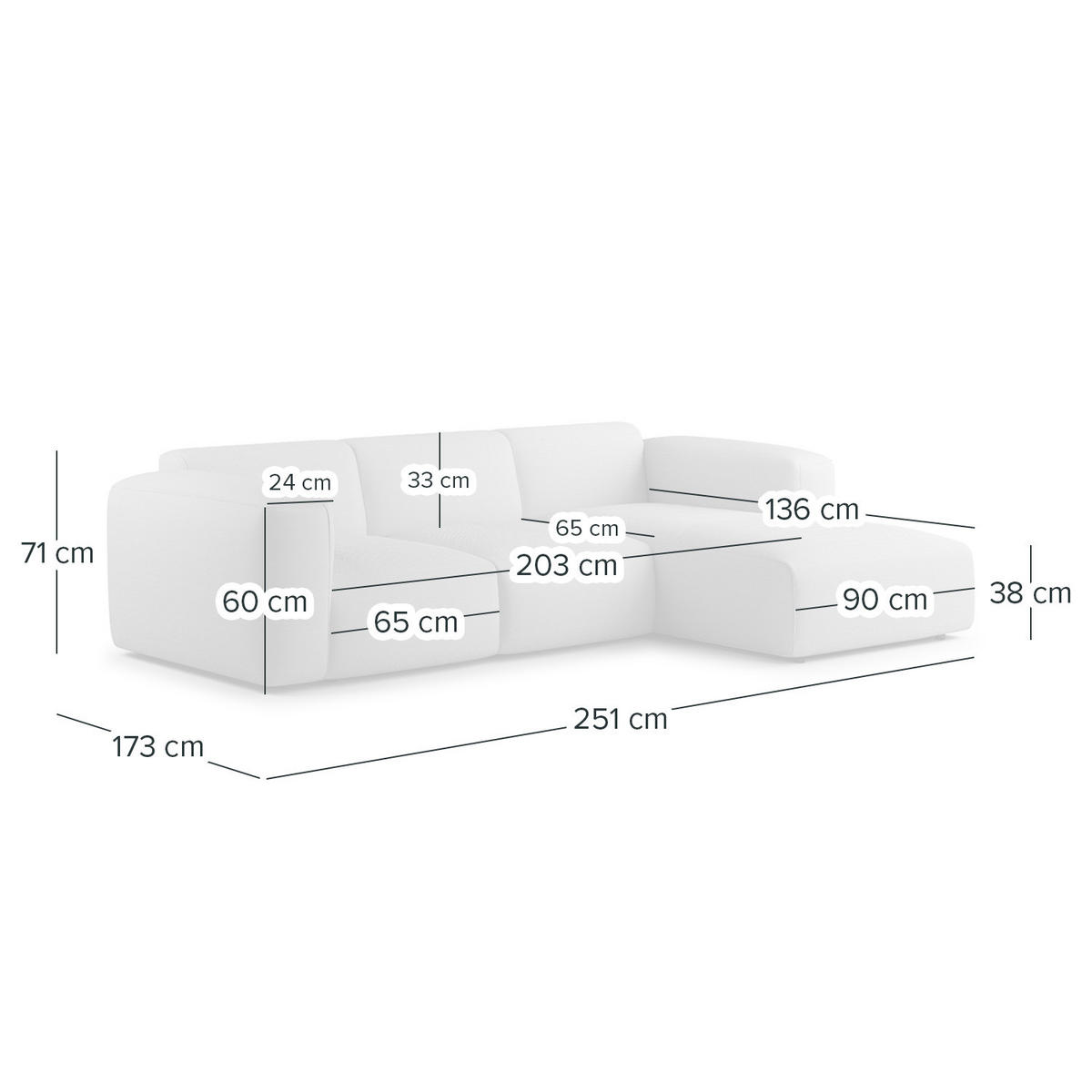 3-SITZER ECKSOFA mit Longchair - Cognac/Schwarz, Leder/Kunststoff (251/173cm) - home24