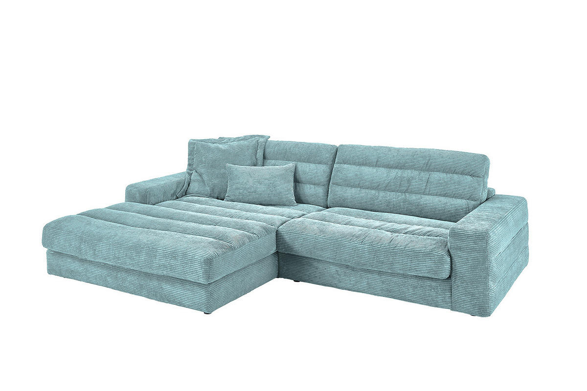 ECKSOFA LANA SOFA Hellblau Cord - Schwarz/Hellblau, Textil (296/205cm) - KAWOLA